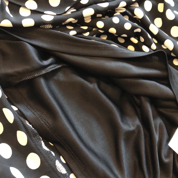 Express Black & White Polka Dot Cocktail Dress with Asymmetrical Ruffled Hemline - Picture 9 of 12